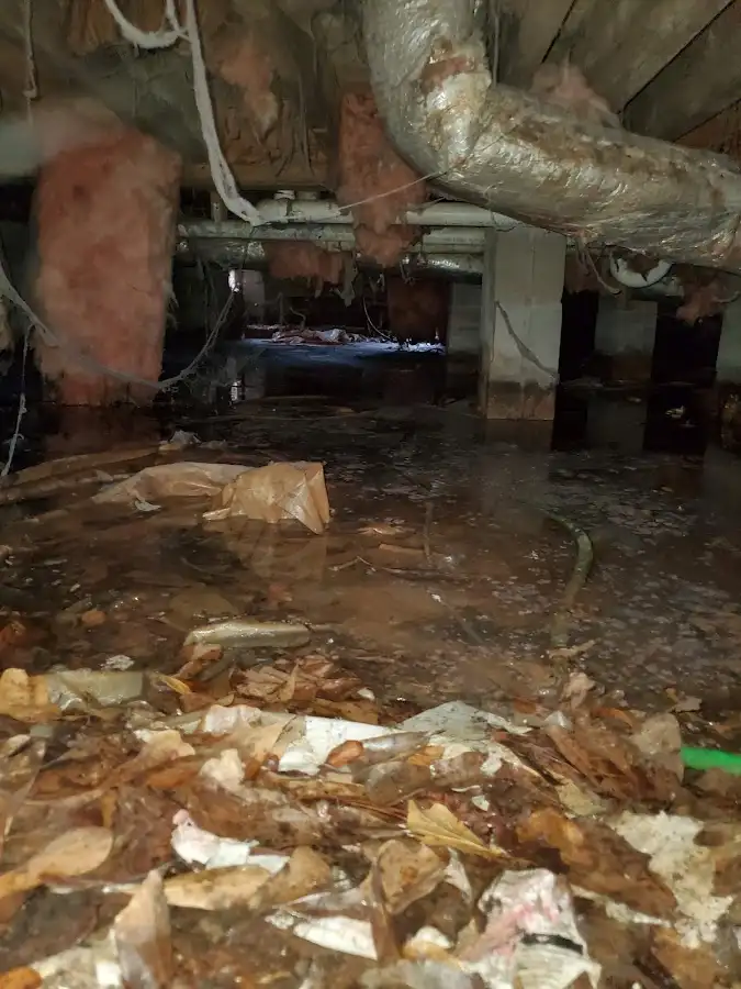 Crawl space flood assessment for Commercial Water Damage Restoration in Barton