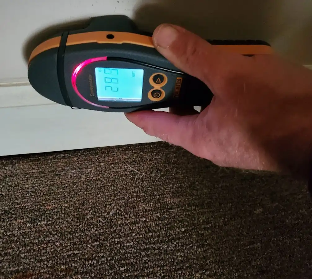 Moisture detection at baseboard during Sewage Cleanup & Sanitation in Barton
